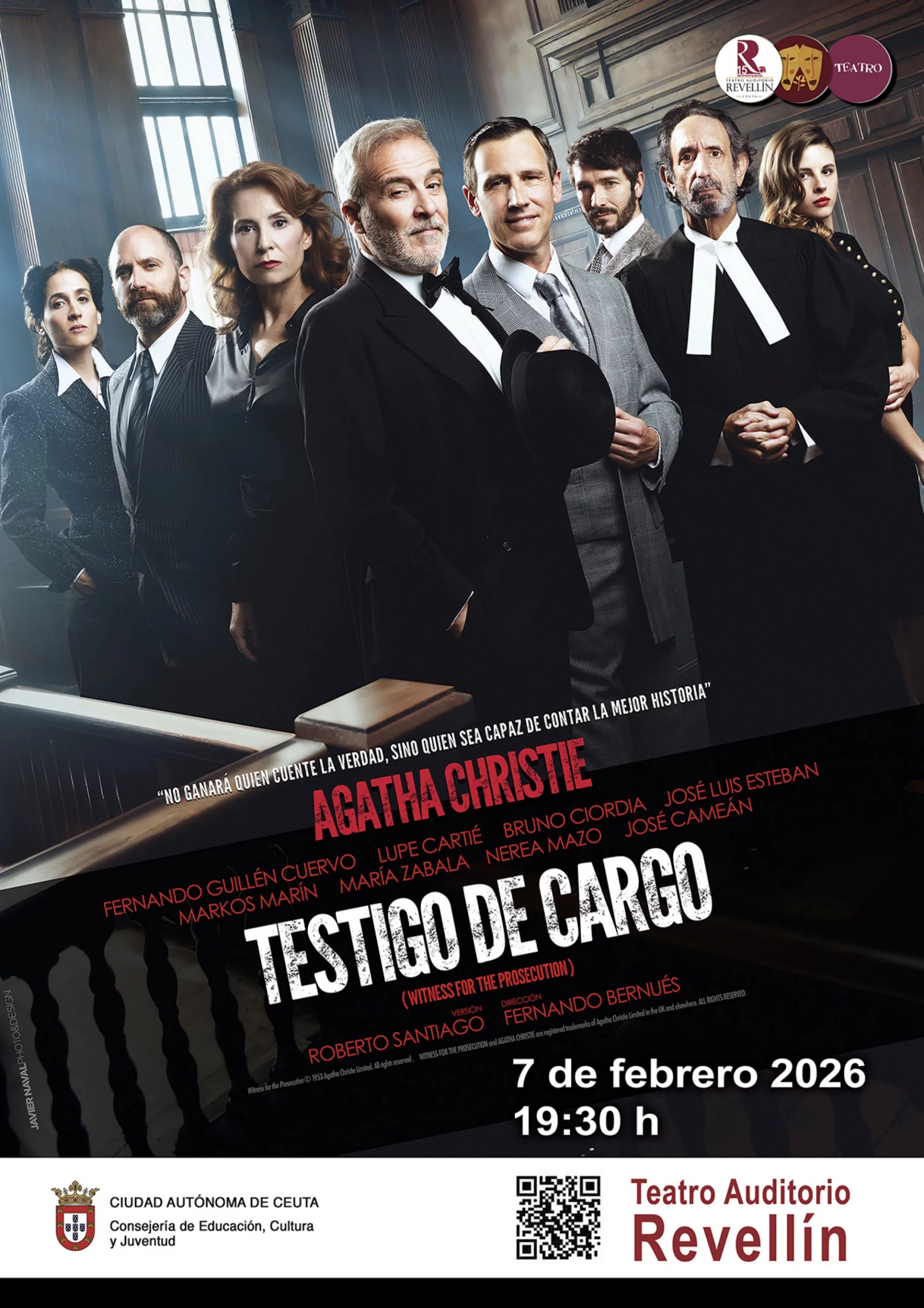 Imagen del cartel de la obra de teatro "Testigo de Cargo"