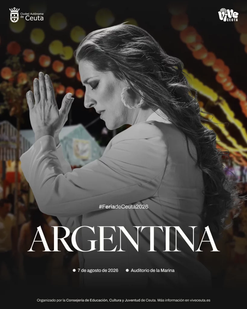 Cartel de la cantante argentina de la feria de ceuta 2026